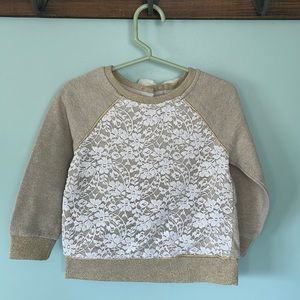 Savannah 2T Gold sparkle and lace sweatshirt